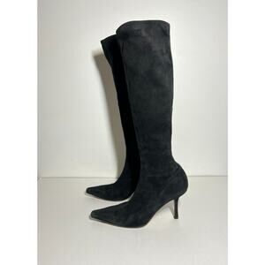 Jimmy Choo Black Stretch Suede 3.5" Stiletto Heel Knee High Boot 39 EU 9 US